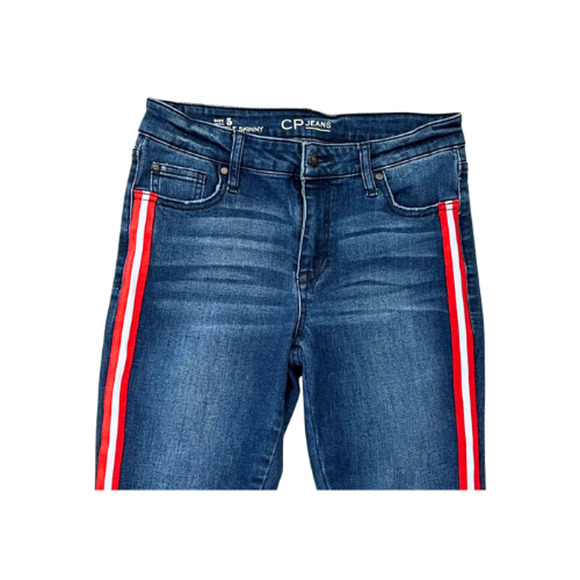 CP Jeans Stingray Skinny Ankle Red/White Stripes Denim Blue Women’s Size 5/27 - Picture 2 of 12